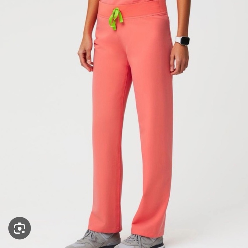Figs Hot Coral Scrub Pants